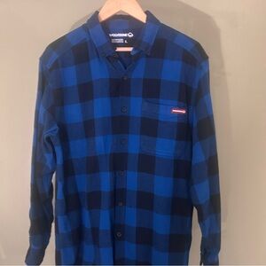 Wolverine Flannel Shirt Men's Large
Blue Black Plaid Outdoor Lumberjack